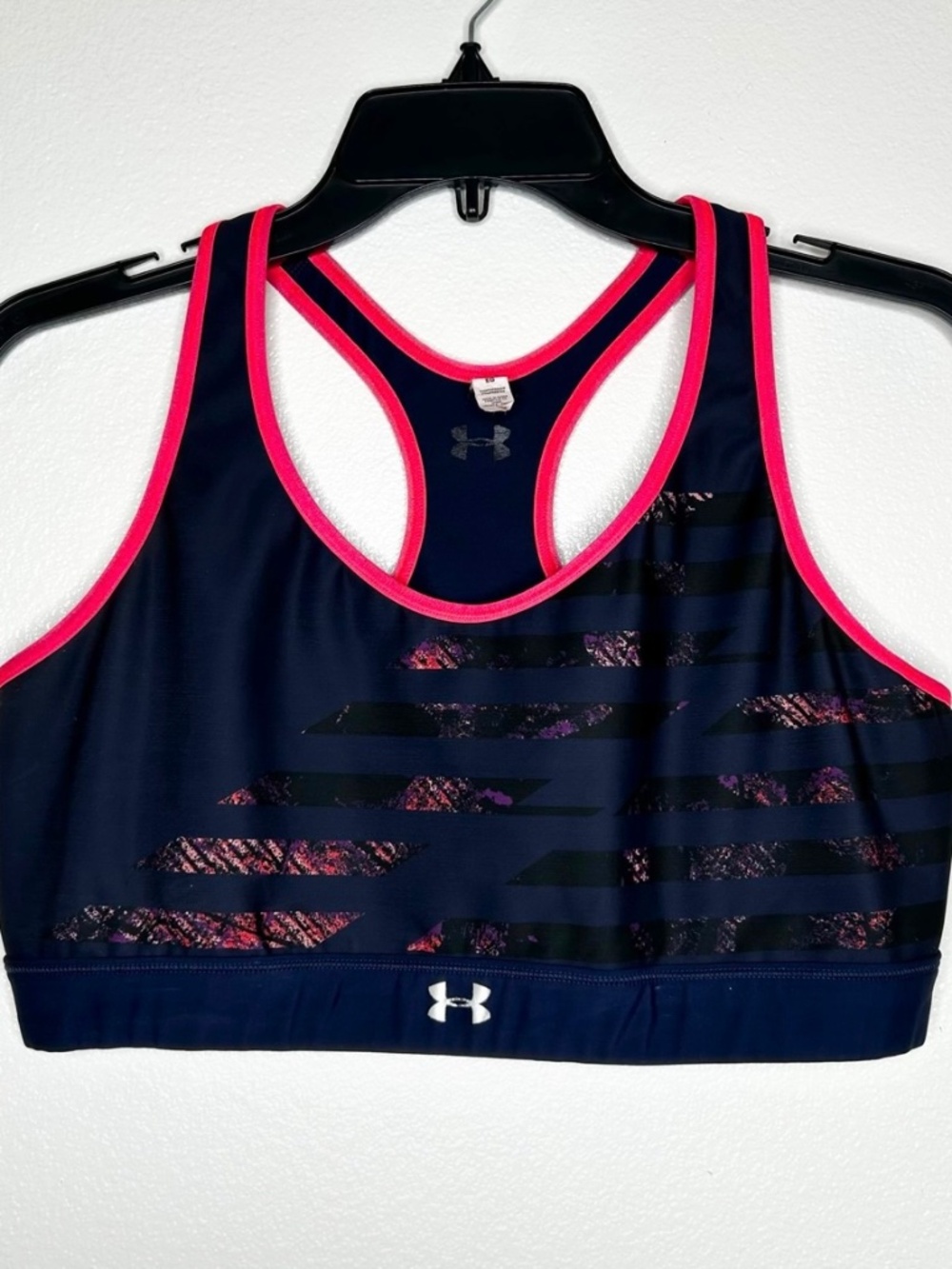 Under Armour Womens Navy & Pink Racerback Sports Bra Size XL